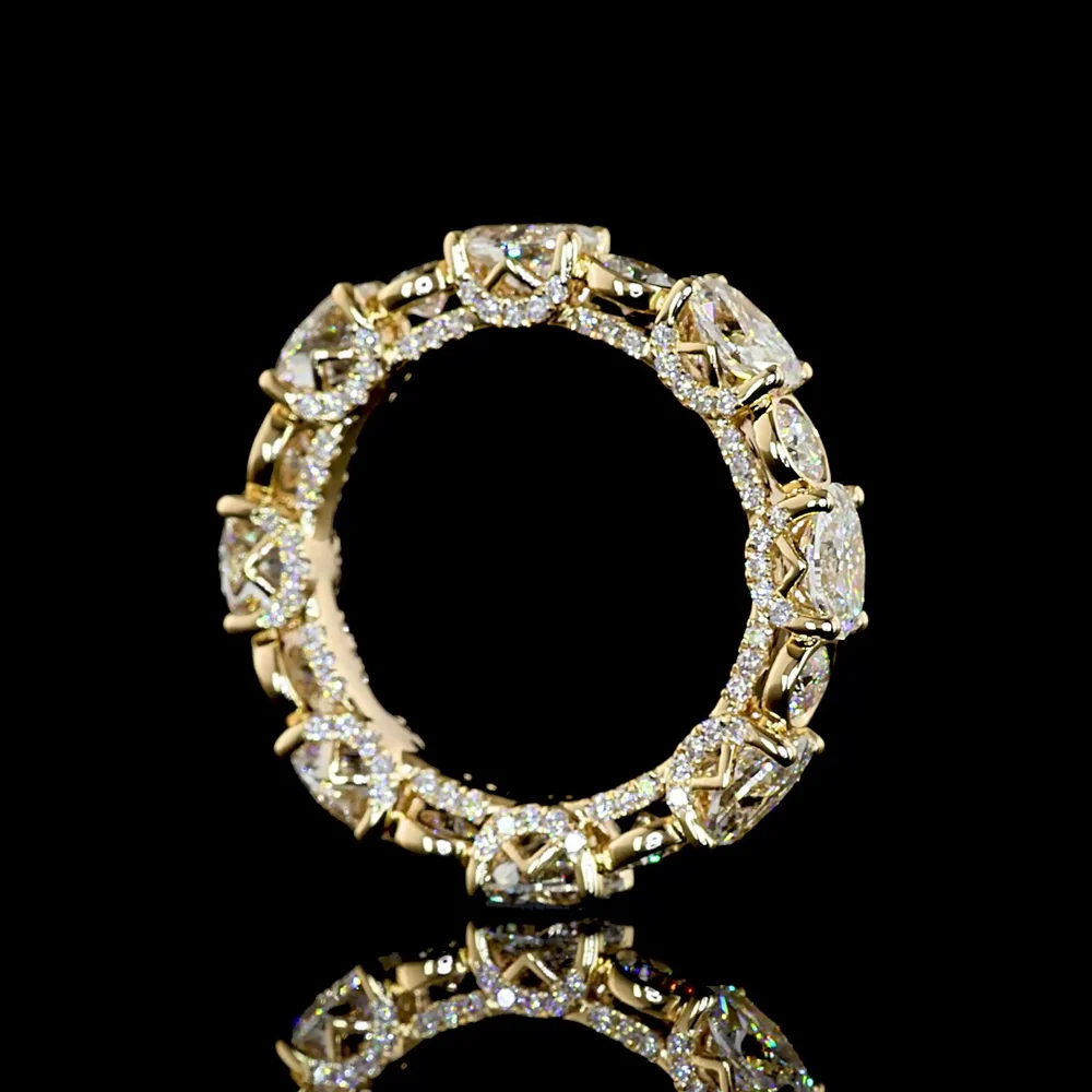 14K Yellow Gold Eternity Band with East-West Oval and Round Lab Diamonds - 3.86 Carats Total Diamond Weight, E-F Color VS1 Clarity - Covaloro Fine Jewelry - Image 3