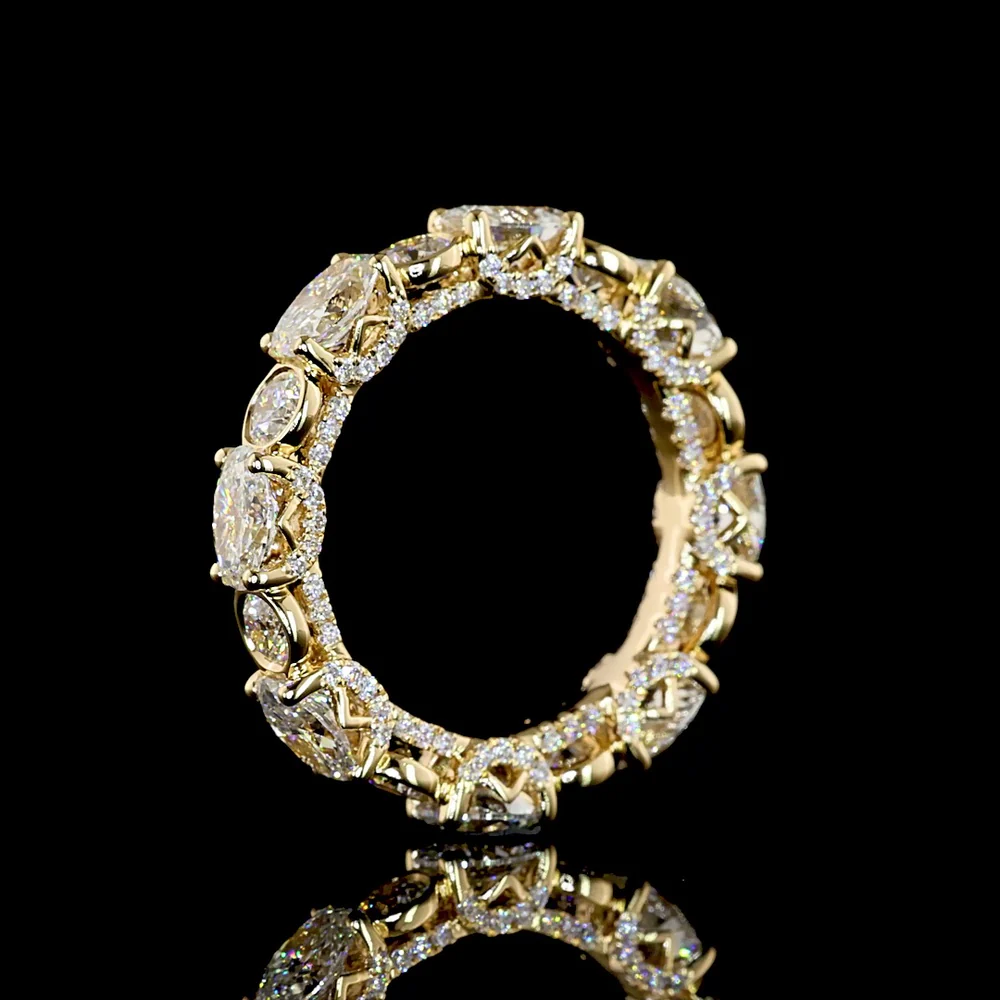 14K Yellow Gold Eternity Band with East-West Oval and Round Lab Diamonds - 3.86 Carats Total Diamond Weight, E-F Color VS1 Clarity - Covaloro Fine Jewelry - Image 4