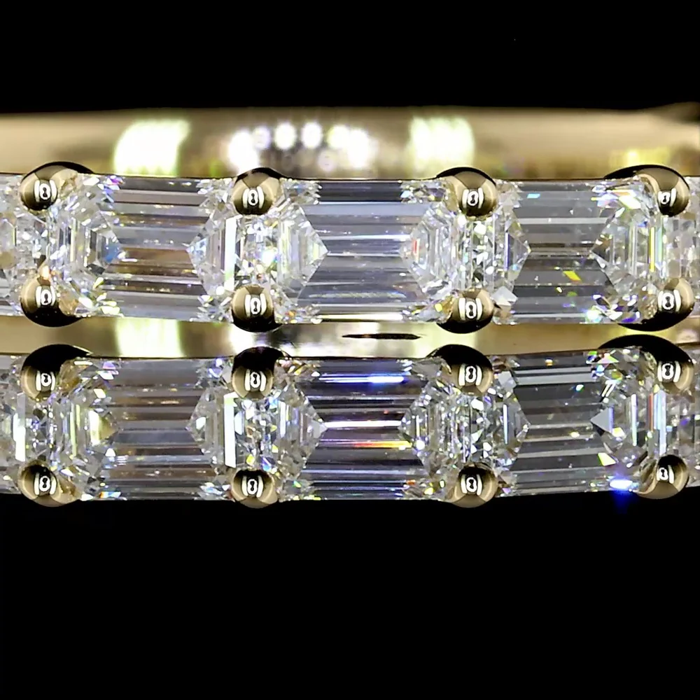 14K Yellow Gold 3/4 Eternity Band with East-West Prong Set Emerald Cut Lab Diamonds - 1.23 Carat Total Diamond Weight - Covaloro Fine Jewelry - Image 2