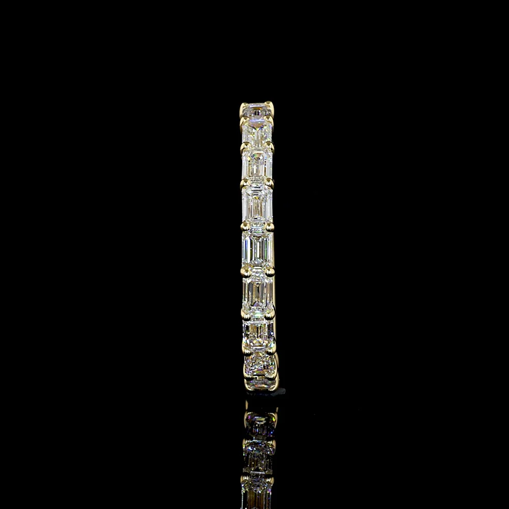 14K Yellow Gold 3/4 Eternity Band with East-West Prong Set Emerald Cut Lab Diamonds - 1.23 Carat Total Diamond Weight - Covaloro Fine Jewelry - Image 4