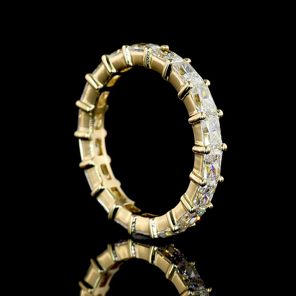 14K Yellow Gold Eternity Band with East-West Prong Set Radiant Cut Lab Diamonds - 2.08 Carats Total Diamond Weight - Covaloro Fine Jewelry - Image 3