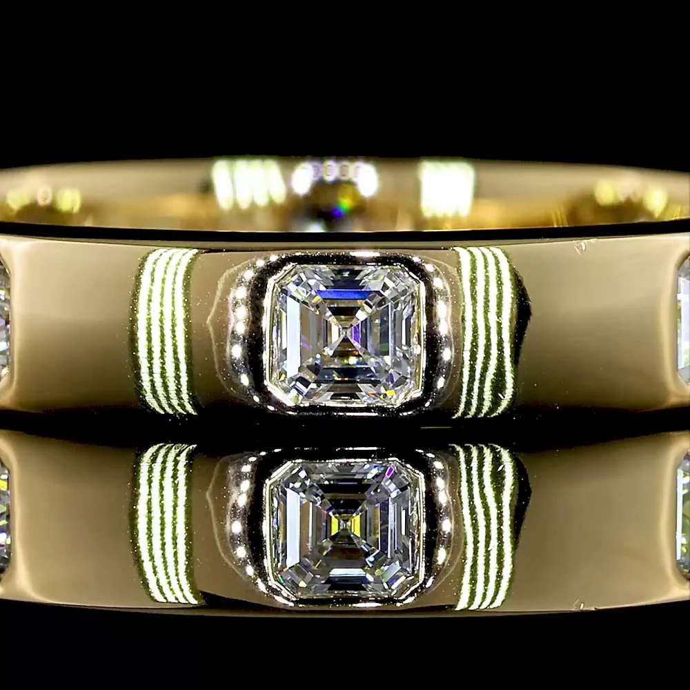 14K Yellow Gold Eternity Band with Flush-Set Asscher Cut Lab Diamonds - 0.83 Carat Total Weight, E-F Color, VS Clarity - Covaloro Fine Jewelry - Image 2