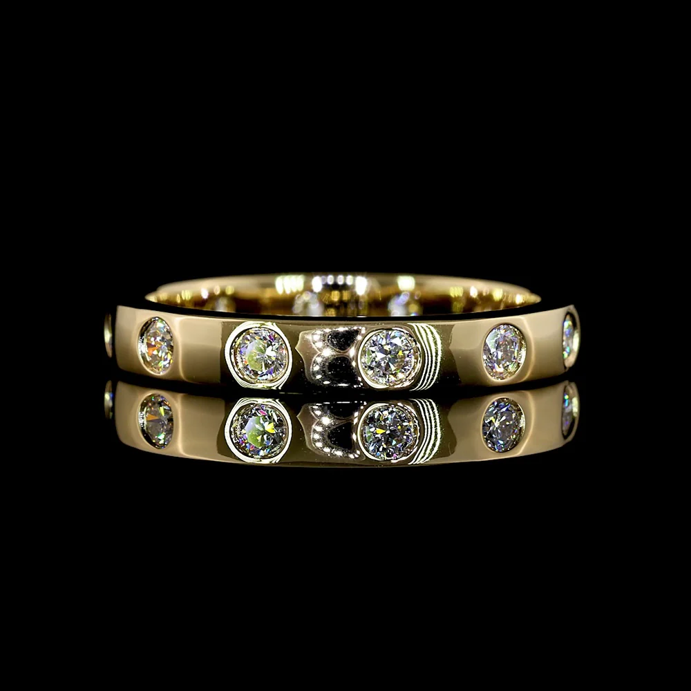 14K Yellow Gold Eternity Band with Flush Set Round Lab Grown Diamonds - 0.69 Carat Total Diamond Weight - Covaloro Fine Jewelry