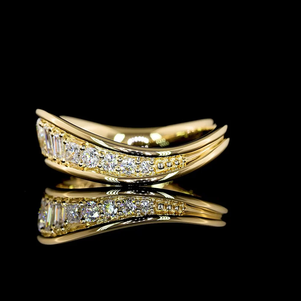 14K Yellow Gold Eternity Band with Inclined Prong Set Round Lab Diamonds - 0.57 Carat Total Diamond Weight - Covaloro Fine Jewelry - Image 2