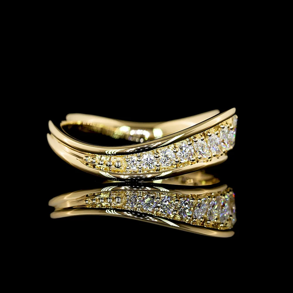 14K Yellow Gold Eternity Band with Inclined Prong Set Round Lab Diamonds - 0.57 Carat Total Diamond Weight - Covaloro Fine Jewelry - Image 3