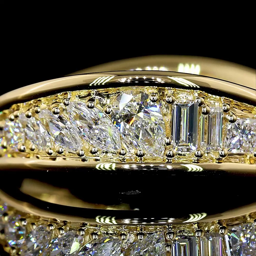 14K Yellow Gold Eternity Band with Inclined Prong Set Round Lab Diamonds - 0.57 Carat Total Diamond Weight - Covaloro Fine Jewelry - Image 4