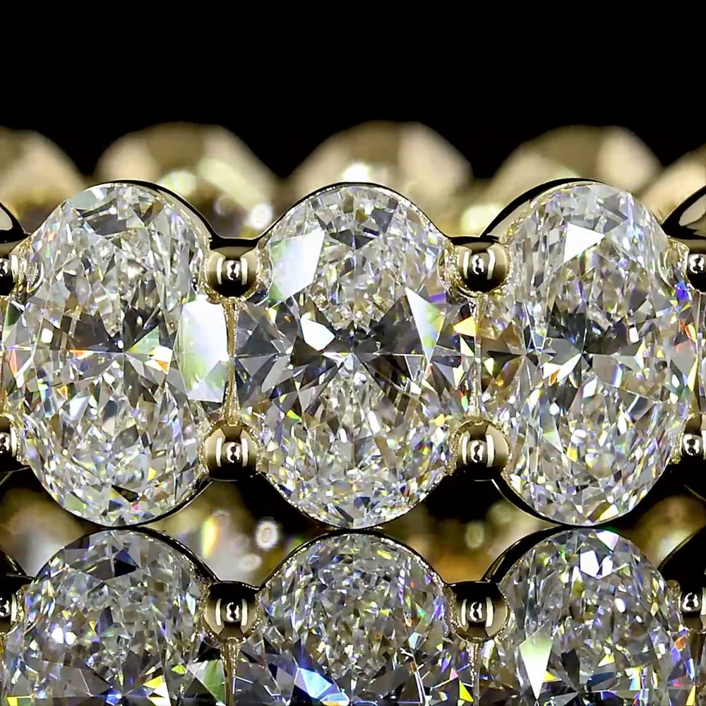 14K Yellow Gold Eternity Band with North-South Prong Set Oval Cut Lab Diamonds - 4.84 Carat Total Diamond Weight - Covaloro Fine Jewelry - Image 2