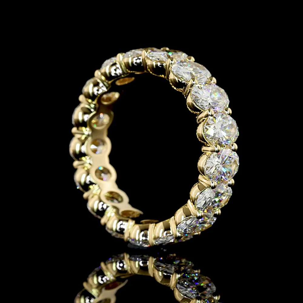 14K Yellow Gold Eternity Band with North-South Prong Set Oval Cut Lab Diamonds - 4.84 Carat Total Diamond Weight - Covaloro Fine Jewelry - Image 3