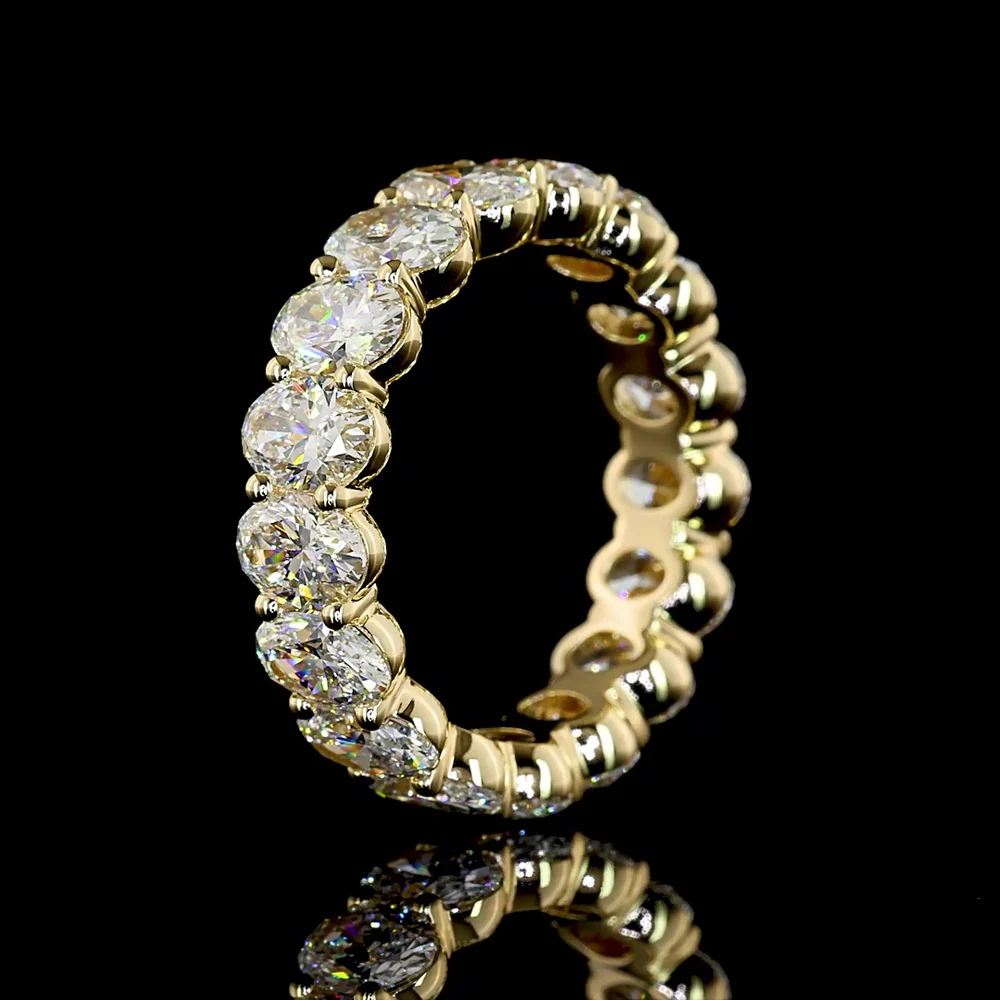14K Yellow Gold Eternity Band with North-South Prong Set Oval Cut Lab Diamonds - 4.84 Carat Total Diamond Weight - Covaloro Fine Jewelry - Image 4