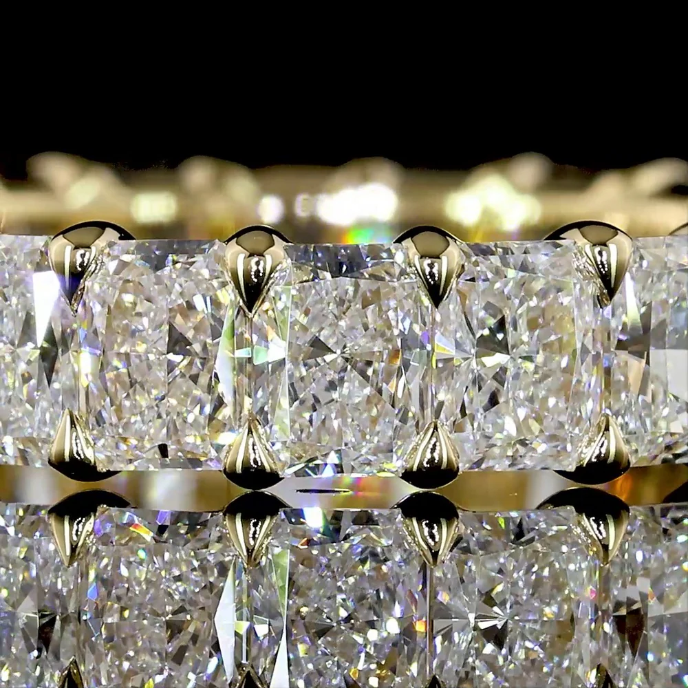 14K Yellow Gold Eternity Band with North-South Prong Set Radiant Cut Lab Diamonds - 3.38 Carats Total Diamond Weight - Covaloro Fine Jewelry - Image 2