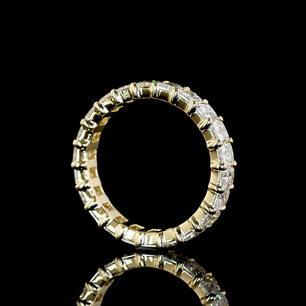 14K Yellow Gold Eternity Band with North-South Prong Set Radiant Cut Lab Diamonds - 3.38 Carats Total Diamond Weight - Covaloro Fine Jewelry - Image 3