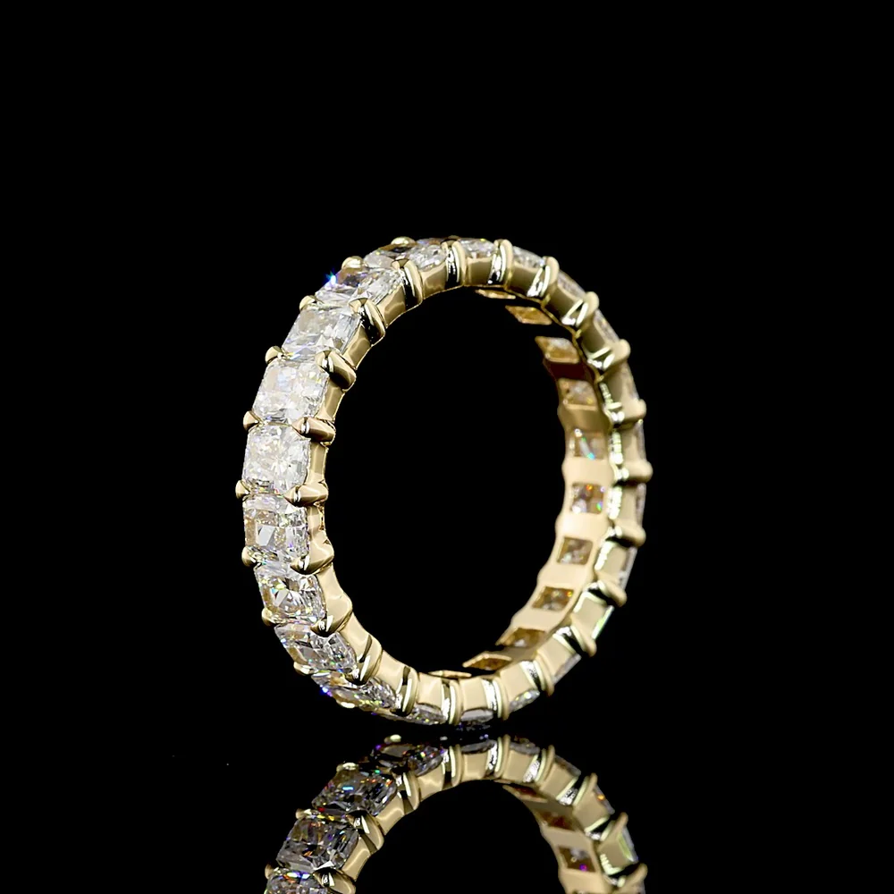14K Yellow Gold Eternity Band with North-South Prong Set Radiant Cut Lab Diamonds - 3.38 Carats Total Diamond Weight - Covaloro Fine Jewelry - Image 4