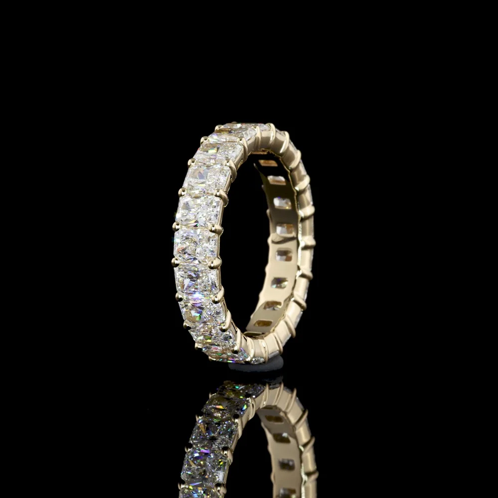 14K Yellow Gold Eternity Band with North-South Prong Set Radiant Cut Lab Diamonds - 5.91 Carat Total Diamond Weight - Covaloro Fine Jewelry - Image 4