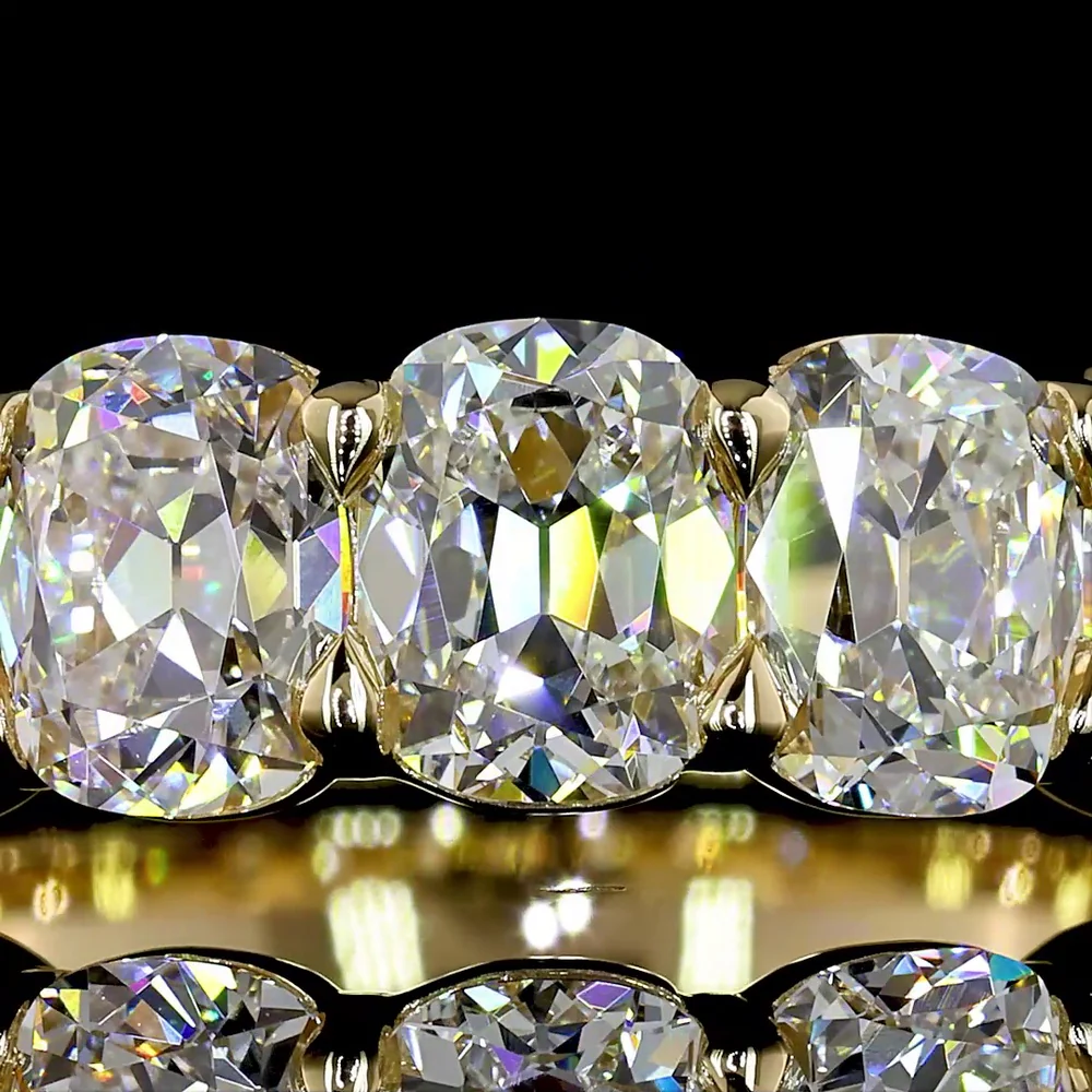 14K Yellow Gold Eternity Band with North-South Set Antique Cushion Cut Lab Diamonds - 3.62 Carats Total Diamond Weight - Covaloro Fine Jewelry - Image 2