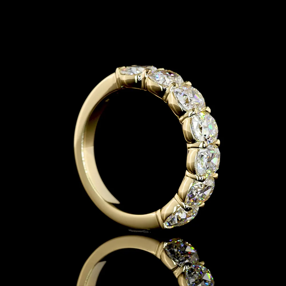 14K Yellow Gold Eternity Band with North-South Set Antique Cushion Cut Lab Diamonds - 3.62 Carats Total Diamond Weight - Covaloro Fine Jewelry - Image 3