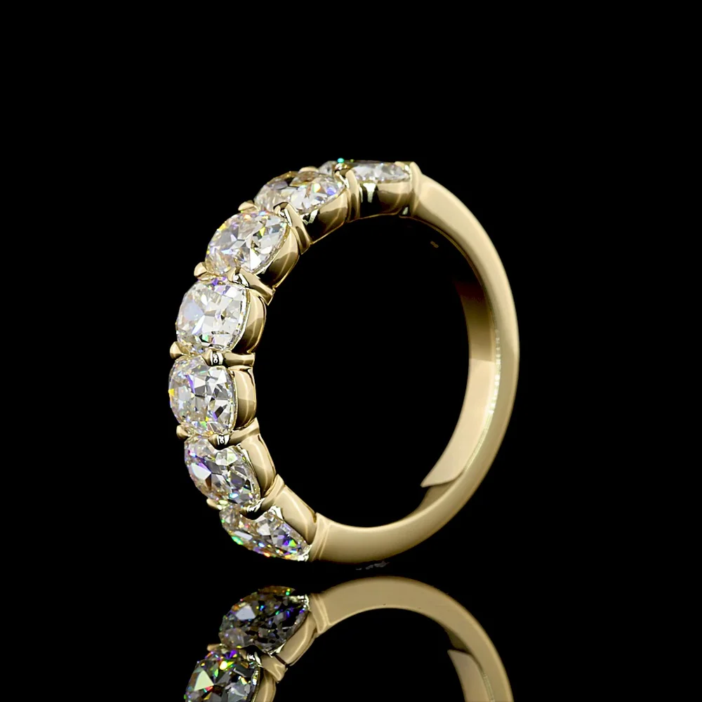 14K Yellow Gold Eternity Band with North-South Set Antique Cushion Cut Lab Diamonds - 3.62 Carats Total Diamond Weight - Covaloro Fine Jewelry - Image 4