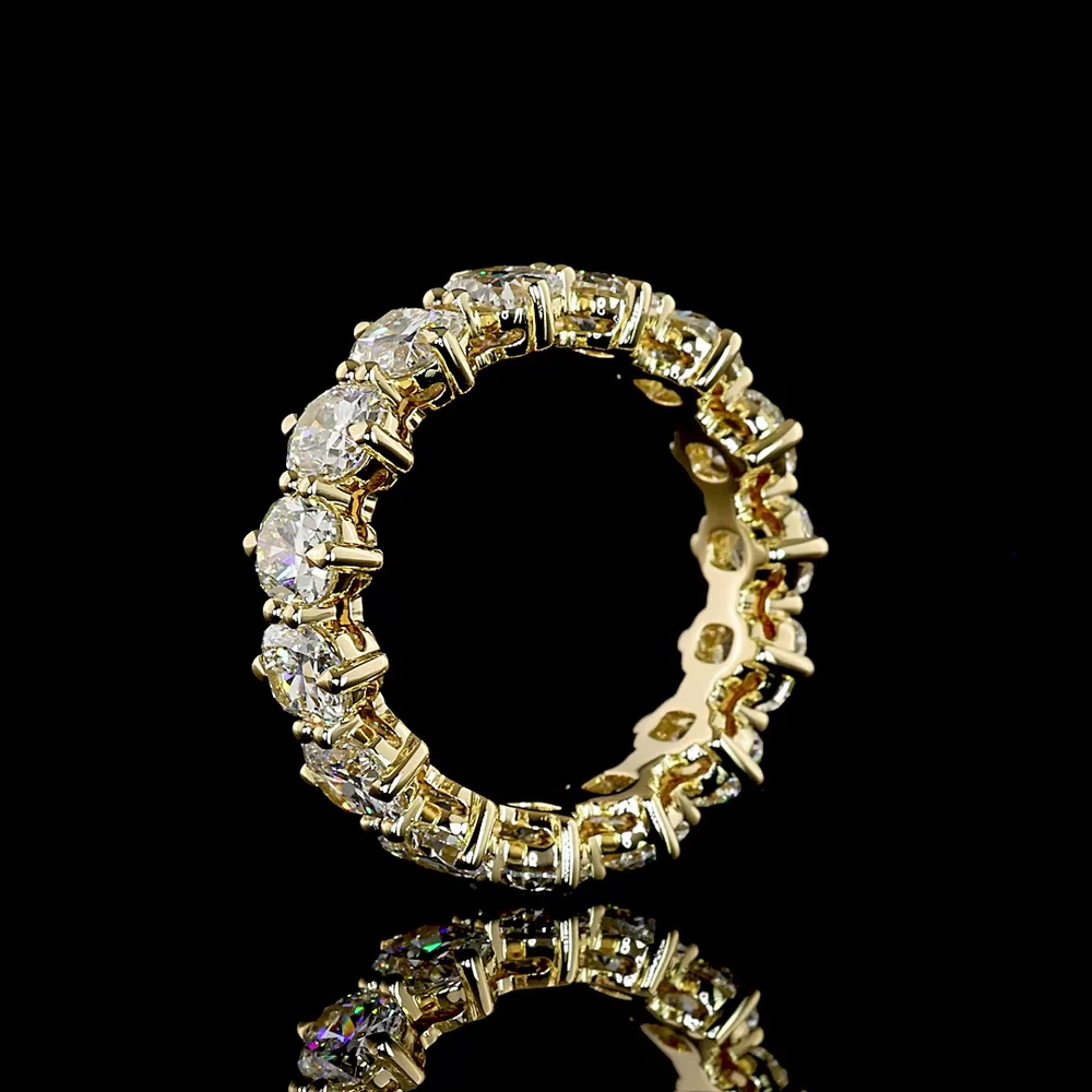 14K Yellow Gold Eternity Band with North-South Set Cushion Brilliant Lab Diamonds - 4.65 Carats Total Diamond Weight - Covaloro Fine Jewelry - Image 4