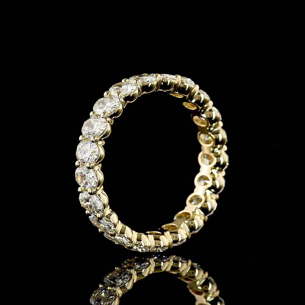 14K Yellow Gold Eternity Band with North-South Set Oval Cut Lab Diamonds - 3.20 Carat Total Weight - Covaloro Fine Jewelry - Image 4