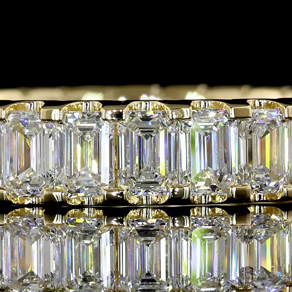 14K Yellow Gold Eternity Band with North-South U-Prong Set Emerald Cut Lab Diamonds - 2.82 Carats Total Diamond Weight - Covaloro Fine Jewelry - Image 2