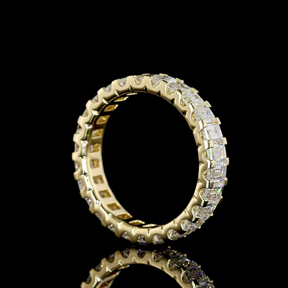 14K Yellow Gold Eternity Band with North-South U-Prong Set Emerald Cut Lab Diamonds - 2.82 Carats Total Diamond Weight - Covaloro Fine Jewelry - Image 3