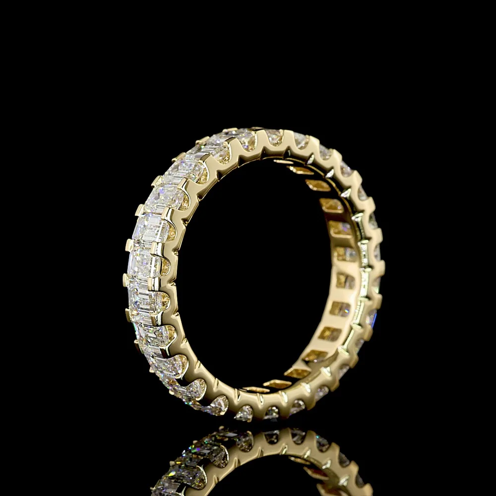 14K Yellow Gold Eternity Band with North-South U-Prong Set Emerald Cut Lab Diamonds - 2.82 Carats Total Diamond Weight - Covaloro Fine Jewelry - Image 4