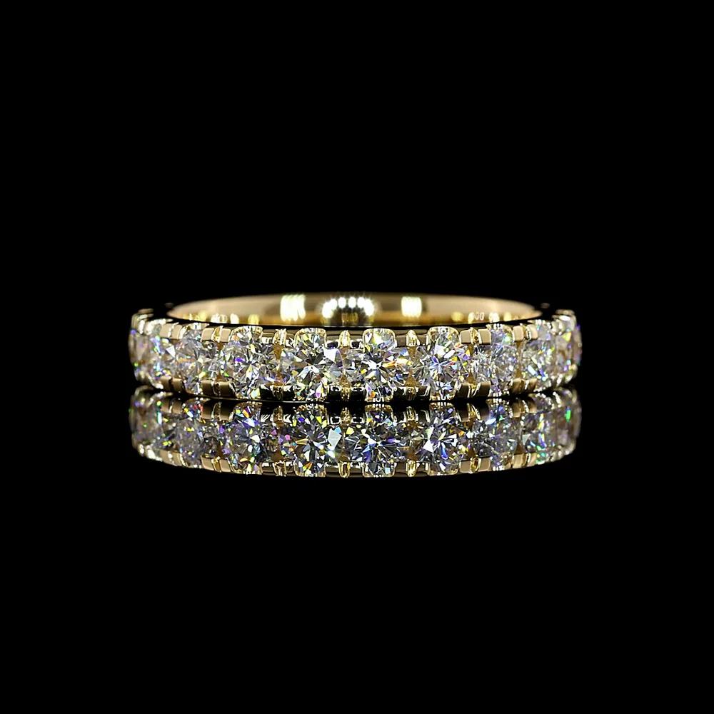 14K Yellow Gold Eternity Band with Pave and Micro Set Round Lab Diamonds - 1.48 Carats Total Diamond Weight - Covaloro Fine Jewelry