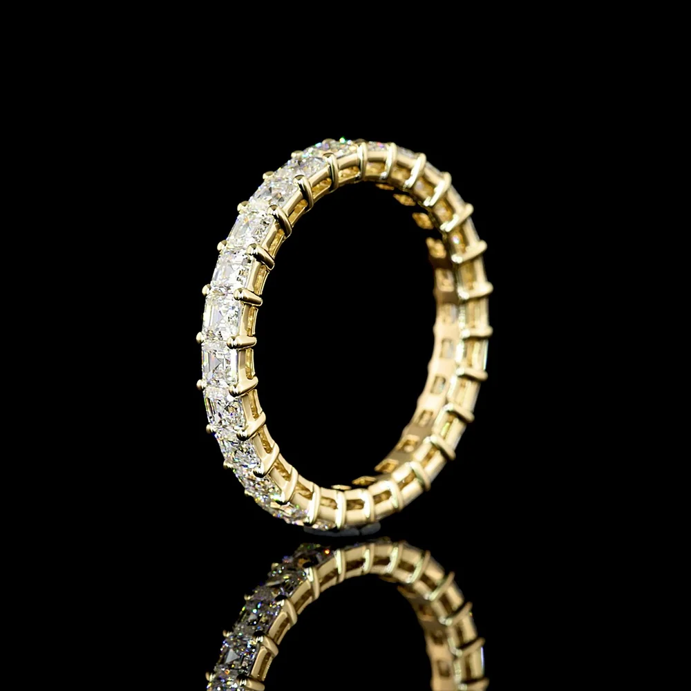 14K Yellow Gold Eternity Band with Prong Set Asscher Cut Lab Diamonds - 2.12 Total Carat Weight, E-F Color VS1 Clarity - Covaloro Fine Jewelry - Image 4