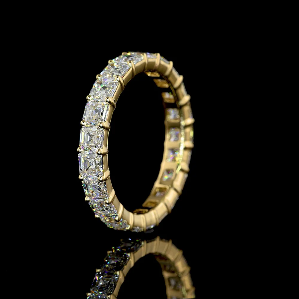 14K Yellow Gold Eternity Band with Prong Set Asscher Cut Lab Diamonds - 3.05 Carats Total Diamond Weight - Covaloro Fine Jewelry - Image 4
