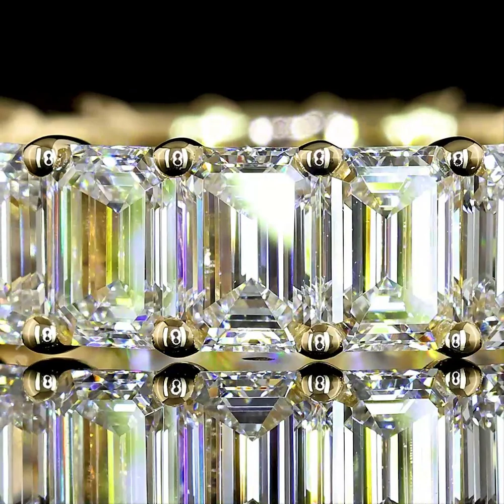14K Yellow Gold Eternity Band with Prong Set Emerald Cut Lab Diamonds - 9.14 Carats Total Diamond Weight - Covaloro Fine Jewelry - Image 2