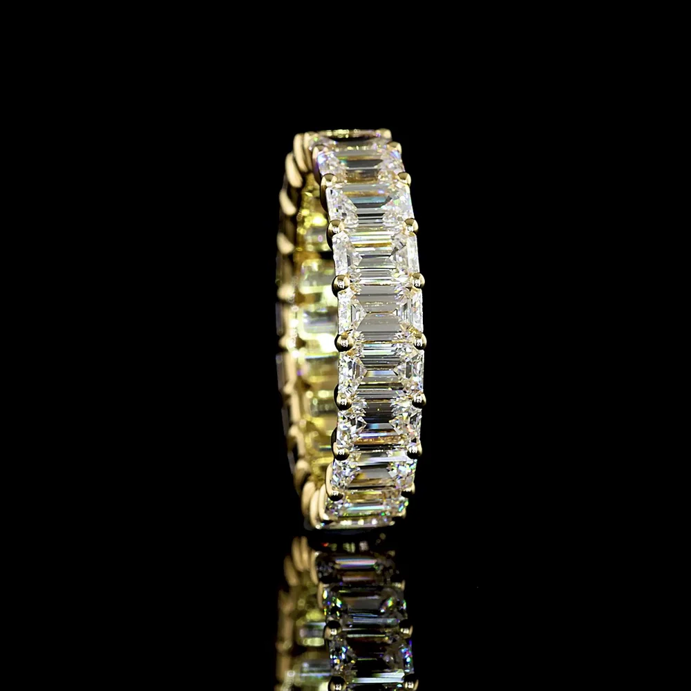 14K Yellow Gold Eternity Band with Prong Set Emerald Cut Lab Diamonds - 9.14 Carats Total Diamond Weight - Covaloro Fine Jewelry - Image 3