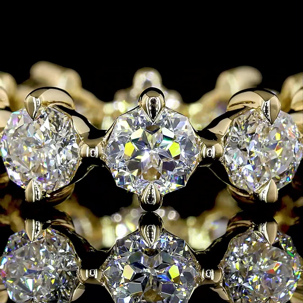 14K Yellow Gold Eternity Band with Prong-Set Octagon Cut Lab Diamonds - 3.97 Carats Total Diamond Weight - Covaloro Fine Jewelry - Image 2