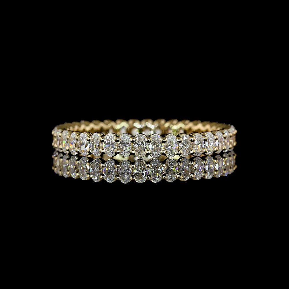 14K Yellow Gold Eternity Band with Prong Set Oval Cut Lab Diamonds - 1.00 Total Carat Weight, E-F Color, VS1 Clarity - Covaloro Fine Jewelry