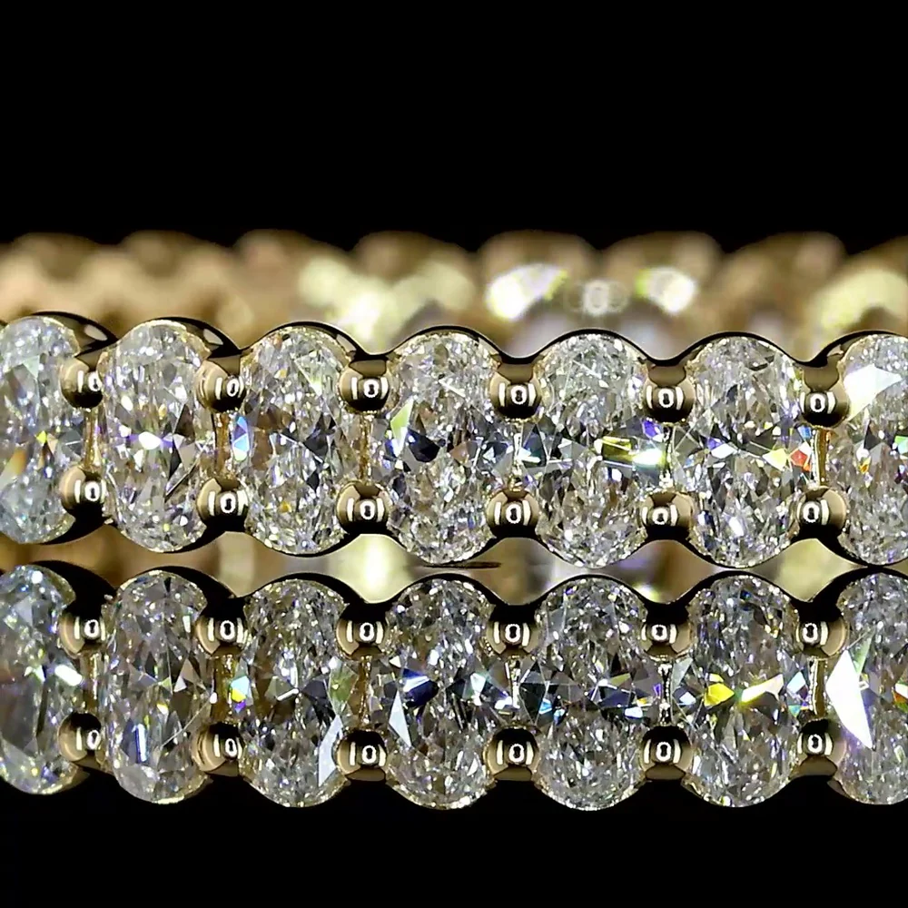 14K Yellow Gold Eternity Band with Prong Set Oval Cut Lab Diamonds - 1.00 Total Carat Weight, E-F Color, VS1 Clarity - Covaloro Fine Jewelry - Image 2