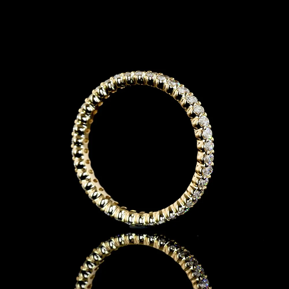 14K Yellow Gold Eternity Band with Prong Set Oval Cut Lab Diamonds - 1.00 Total Carat Weight, E-F Color, VS1 Clarity - Covaloro Fine Jewelry - Image 3