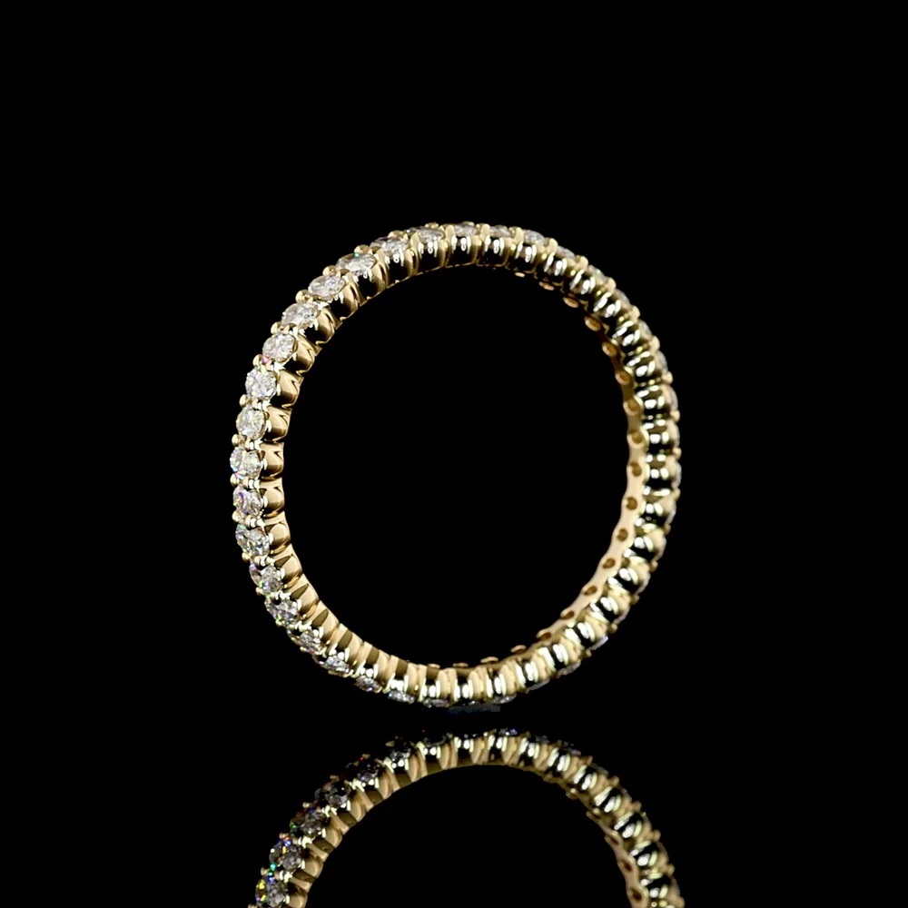 14K Yellow Gold Eternity Band with Prong Set Oval Cut Lab Diamonds - 1.00 Total Carat Weight, E-F Color, VS1 Clarity - Covaloro Fine Jewelry - Image 4