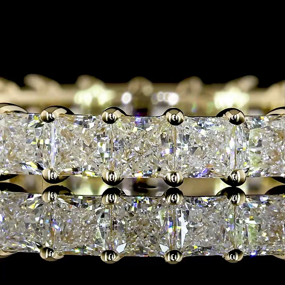14K Yellow Gold Eternity Band with Prong Set Princess Cut Lab Diamonds - 2.13 Carat Total Diamond Weight (E-F Color, VS Clarity, 28 Stones) - Covaloro Fine Jewelry - Image 2