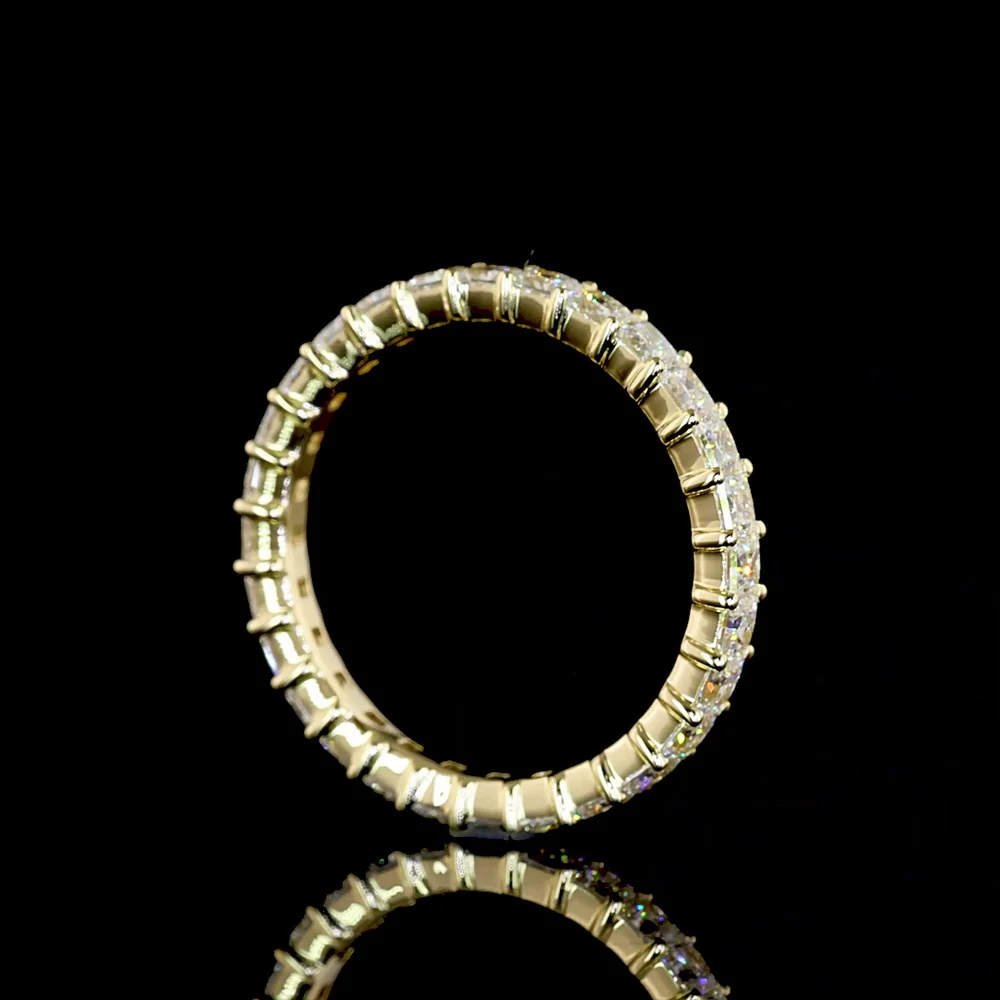 14K Yellow Gold Eternity Band with Prong Set Princess Cut Lab Diamonds - 2.13 Carat Total Diamond Weight (E-F Color, VS Clarity, 28 Stones) - Covaloro Fine Jewelry - Image 3