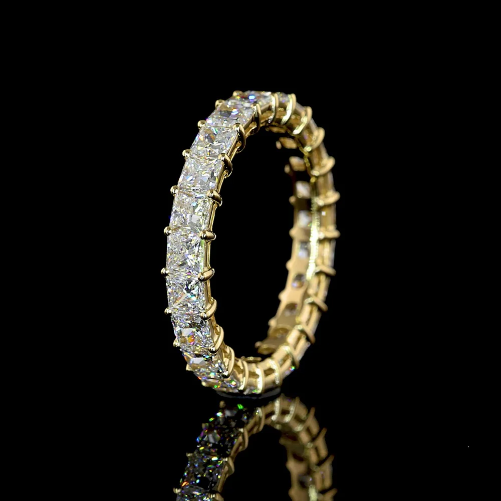 14K Yellow Gold Eternity Band with Prong Set Princess Cut Lab Diamonds - 3.17 Carats Total Diamond Weight - Covaloro Fine Jewelry - Image 4