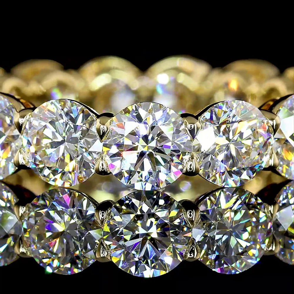 14K Yellow Gold Eternity Band with Prong Set Round Brilliant Cut Lab Diamonds - 5.03 Total Carat Weight - Covaloro Fine Jewelry - Image 2