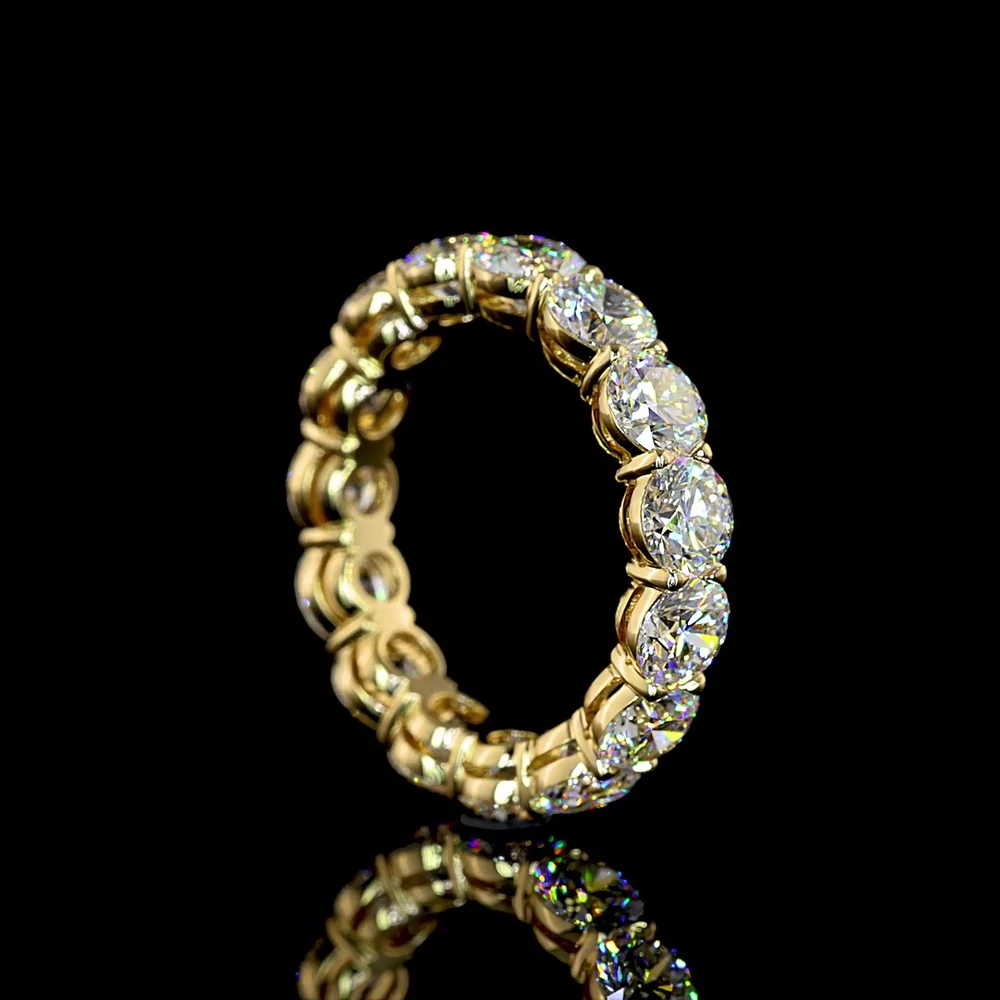 14K Yellow Gold Eternity Band with Prong Set Round Brilliant Cut Lab Diamonds - 5.03 Total Carat Weight - Covaloro Fine Jewelry - Image 3