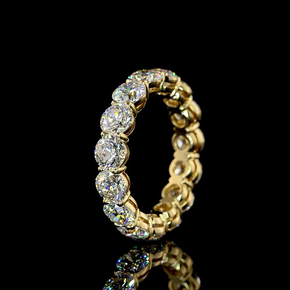 14K Yellow Gold Eternity Band with Prong Set Round Brilliant Cut Lab Diamonds - 5.03 Total Carat Weight - Covaloro Fine Jewelry - Image 4