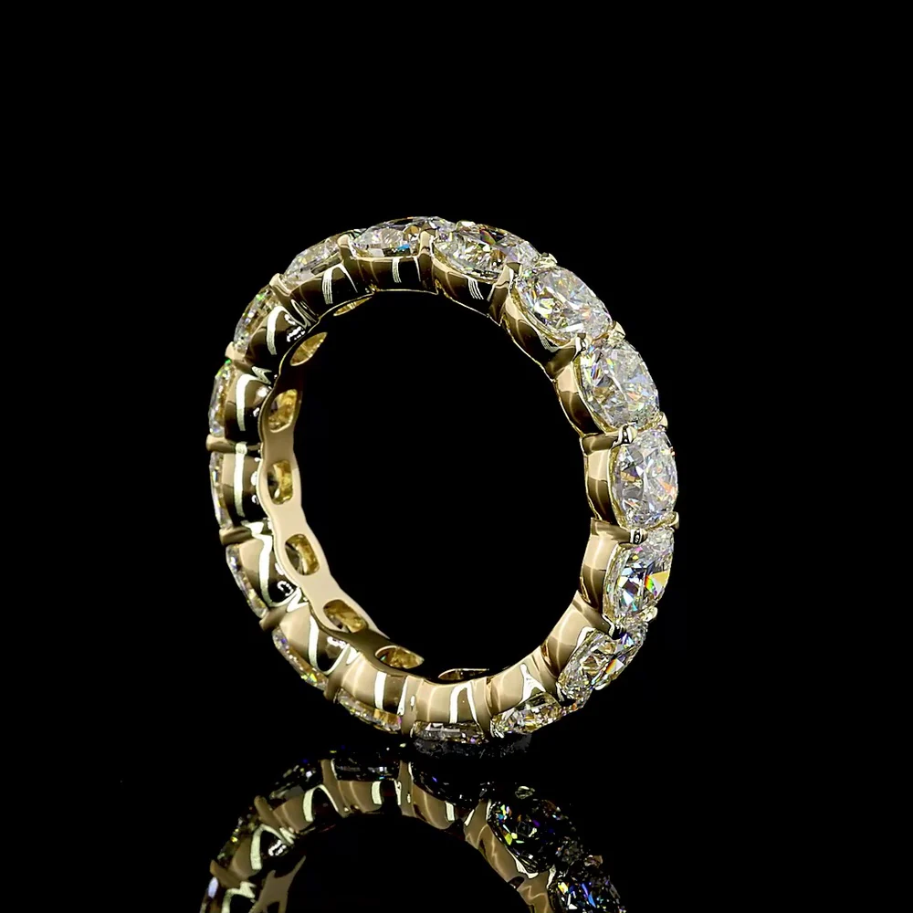 14K Yellow Gold Eternity Band with Square Cushion Brilliant Cut Lab Diamonds - 7.49 Carat Total Weight, E-F Color VS1 Clarity - Covaloro Fine Jewelry - Image 3