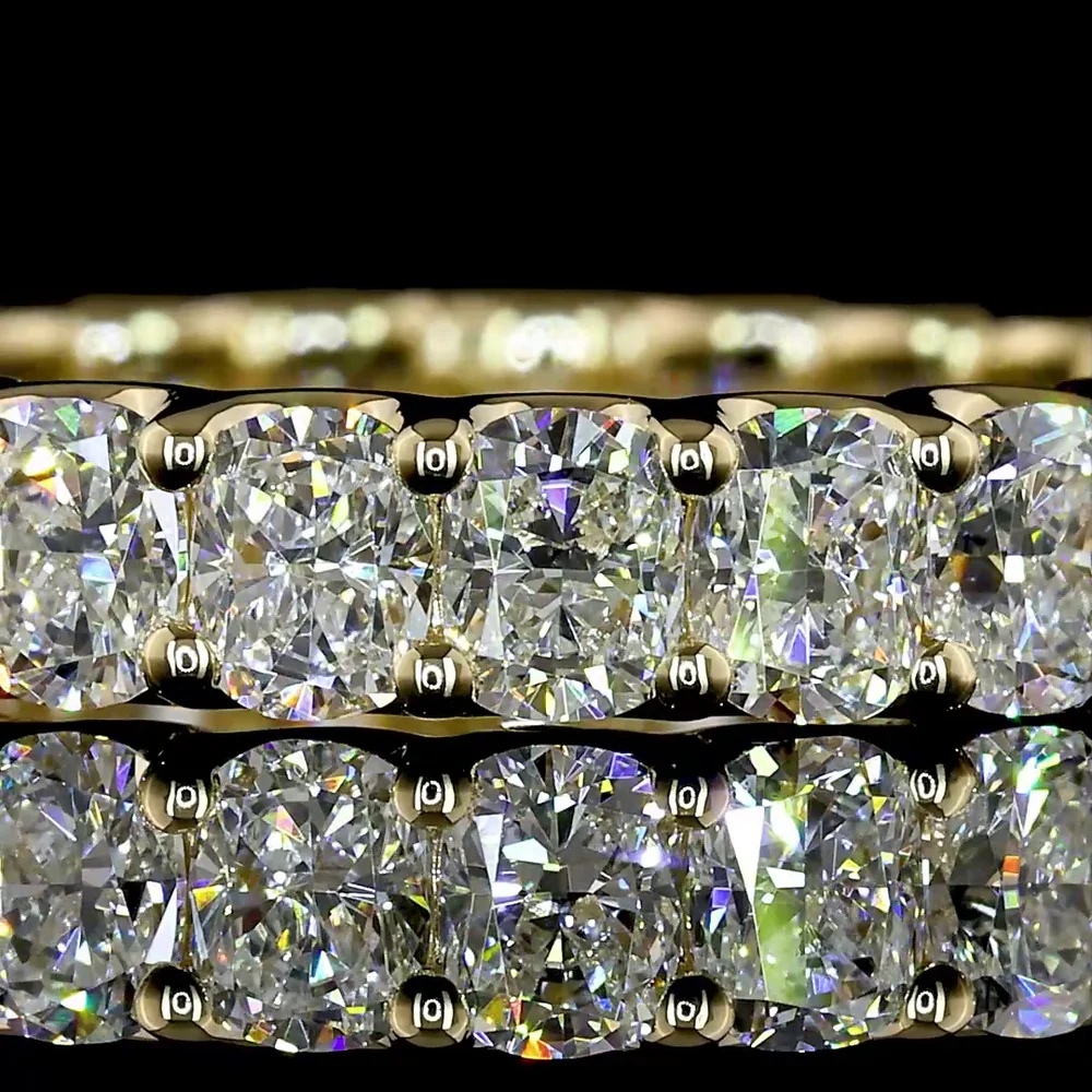 14K Yellow Gold Eternity Band with U-Prong Set Cushion Brilliant Cut Lab Diamonds - 2.19 Carat Total Diamond Weight - Covaloro Fine Jewelry - Image 2