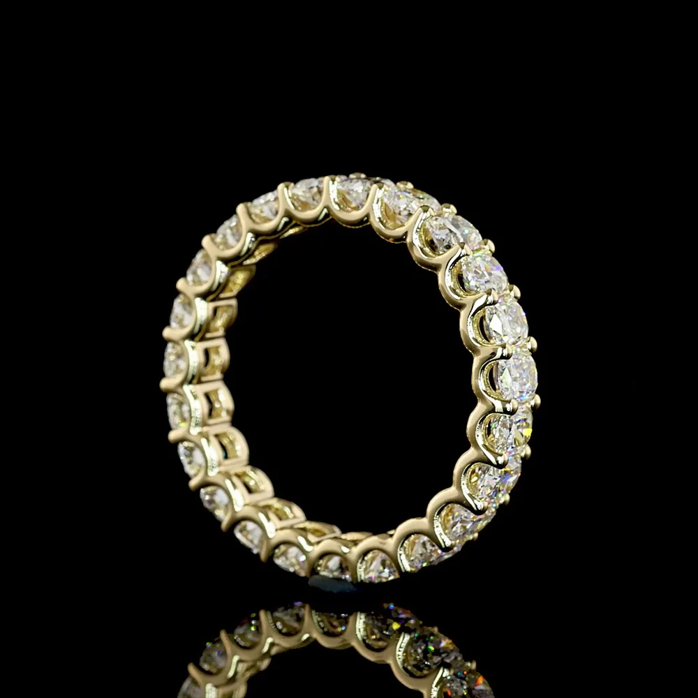 14K Yellow Gold Eternity Band with U-Prong Set Cushion Brilliant Cut Lab Diamonds - 2.19 Carat Total Diamond Weight - Covaloro Fine Jewelry - Image 3