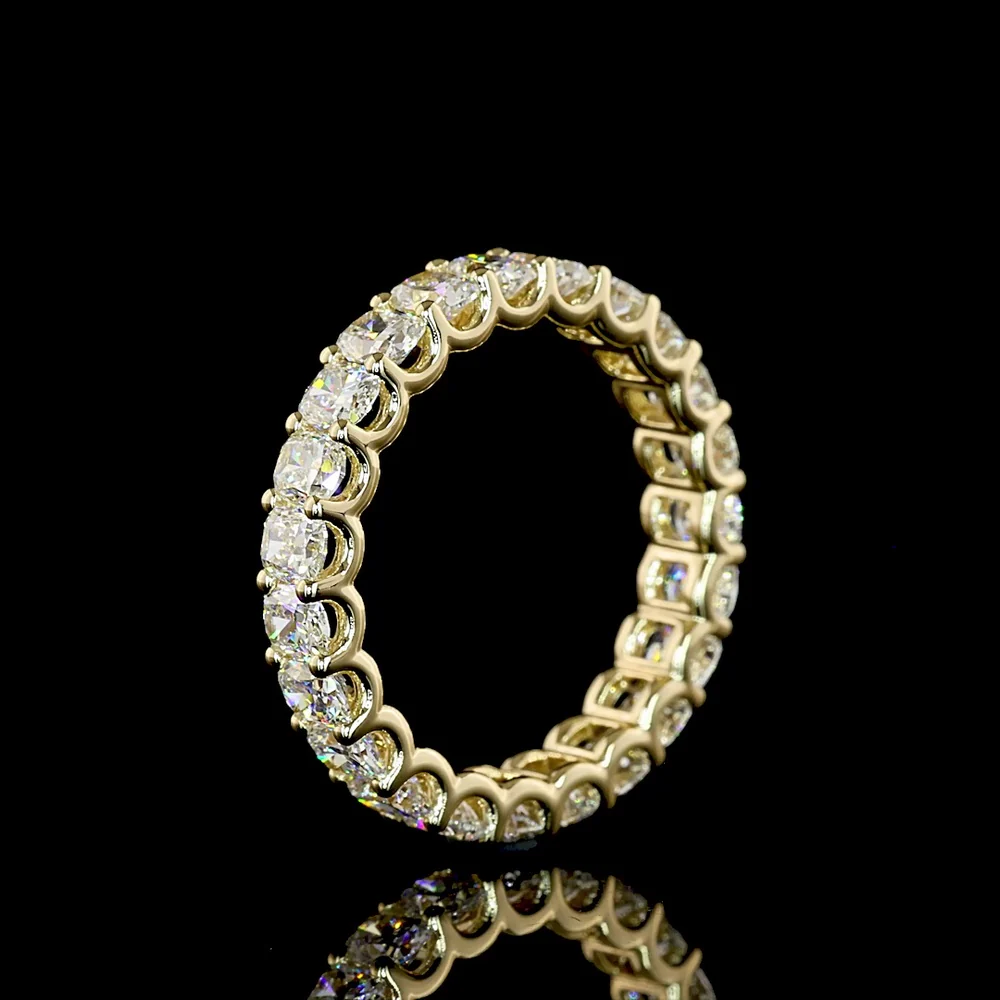 14K Yellow Gold Eternity Band with U-Prong Set Cushion Brilliant Cut Lab Diamonds - 2.19 Carat Total Diamond Weight - Covaloro Fine Jewelry - Image 4