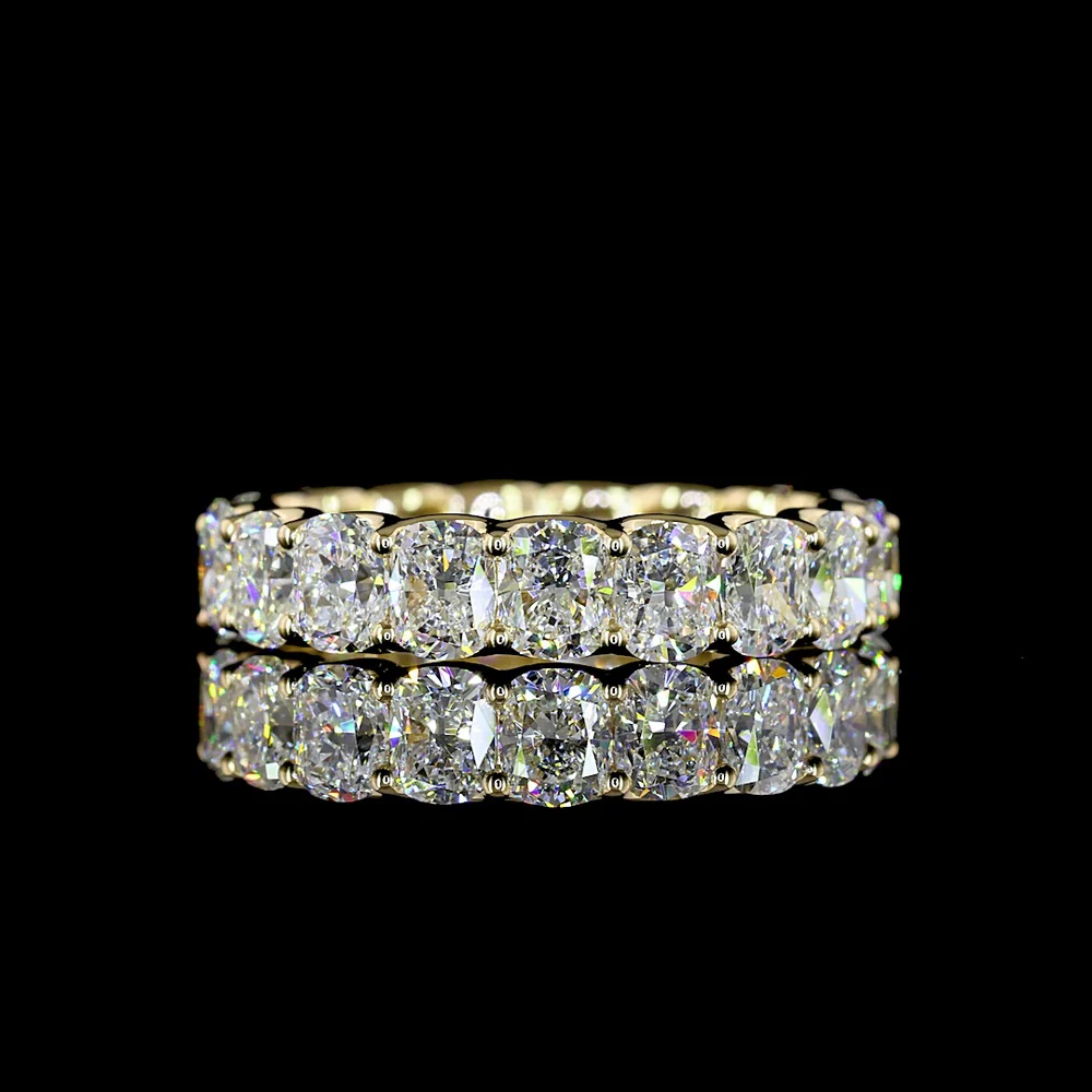 14K Yellow Gold Eternity Band with U-Prong Set Cushion Brilliant Cut Lab Diamonds - 3.21 Carats Total Diamond Weight - Covaloro Fine Jewelry