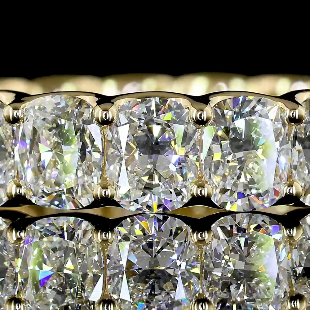 14K Yellow Gold Eternity Band with U-Prong Set Cushion Brilliant Cut Lab Diamonds - 3.21 Carats Total Diamond Weight - Covaloro Fine Jewelry - Image 2