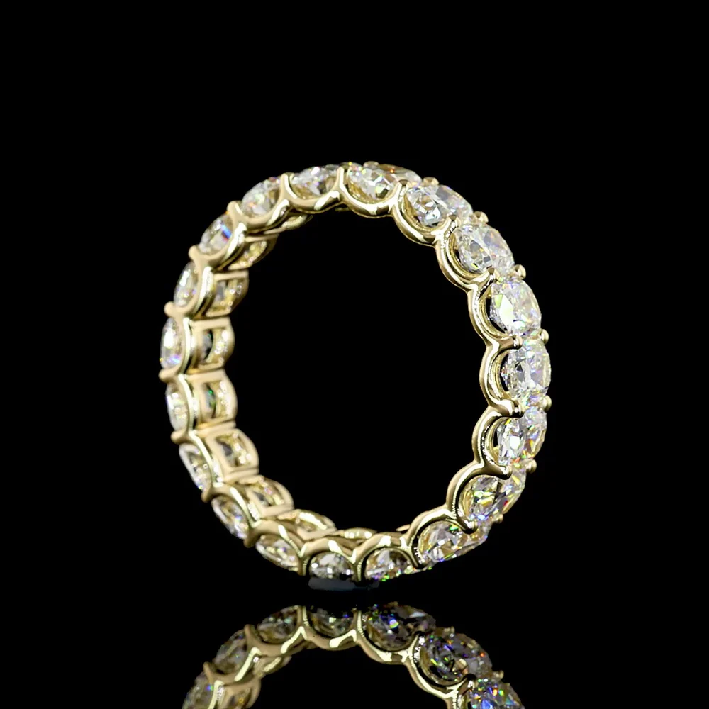 14K Yellow Gold Eternity Band with U-Prong Set Cushion Brilliant Cut Lab Diamonds - 3.21 Carats Total Diamond Weight - Covaloro Fine Jewelry - Image 3