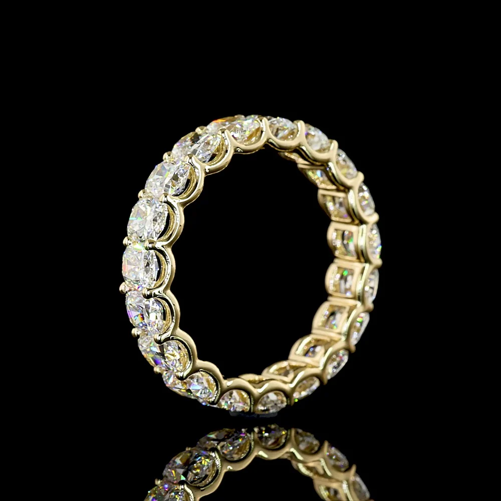 14K Yellow Gold Eternity Band with U-Prong Set Cushion Brilliant Cut Lab Diamonds - 3.21 Carats Total Diamond Weight - Covaloro Fine Jewelry - Image 4