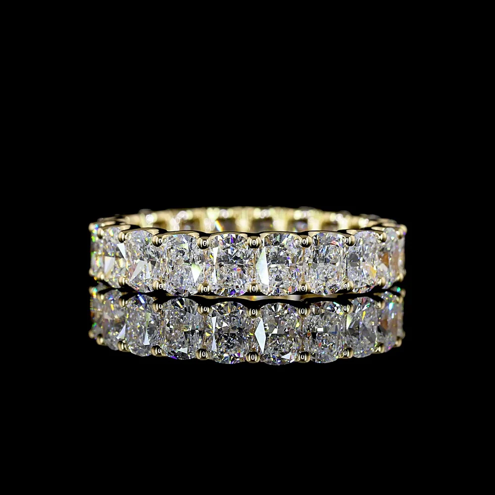 14K Yellow Gold Eternity Band with U-Prong Set Cushion Brilliant Cut Lab Diamonds - 3.92 Carats Total Diamond Weight - Covaloro Fine Jewelry